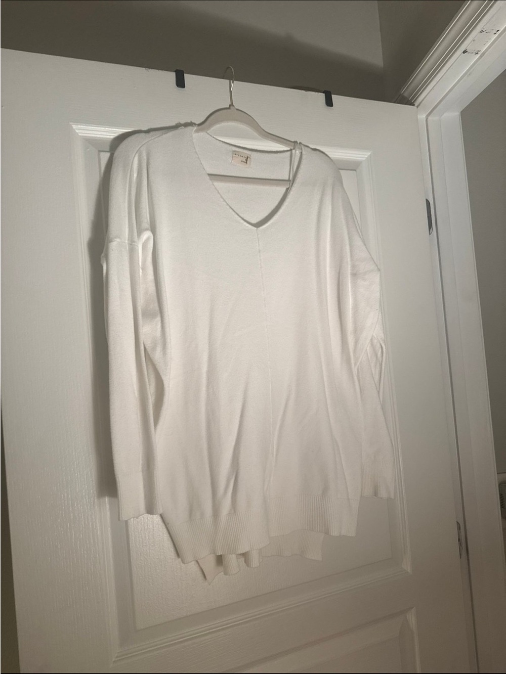 White V-Neck Lightweight Sweater